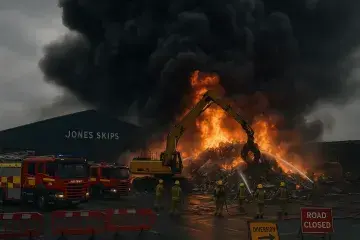 Large Industrial Fire Forces Road Closures and Disrupts Local Operations in Wolverhampton